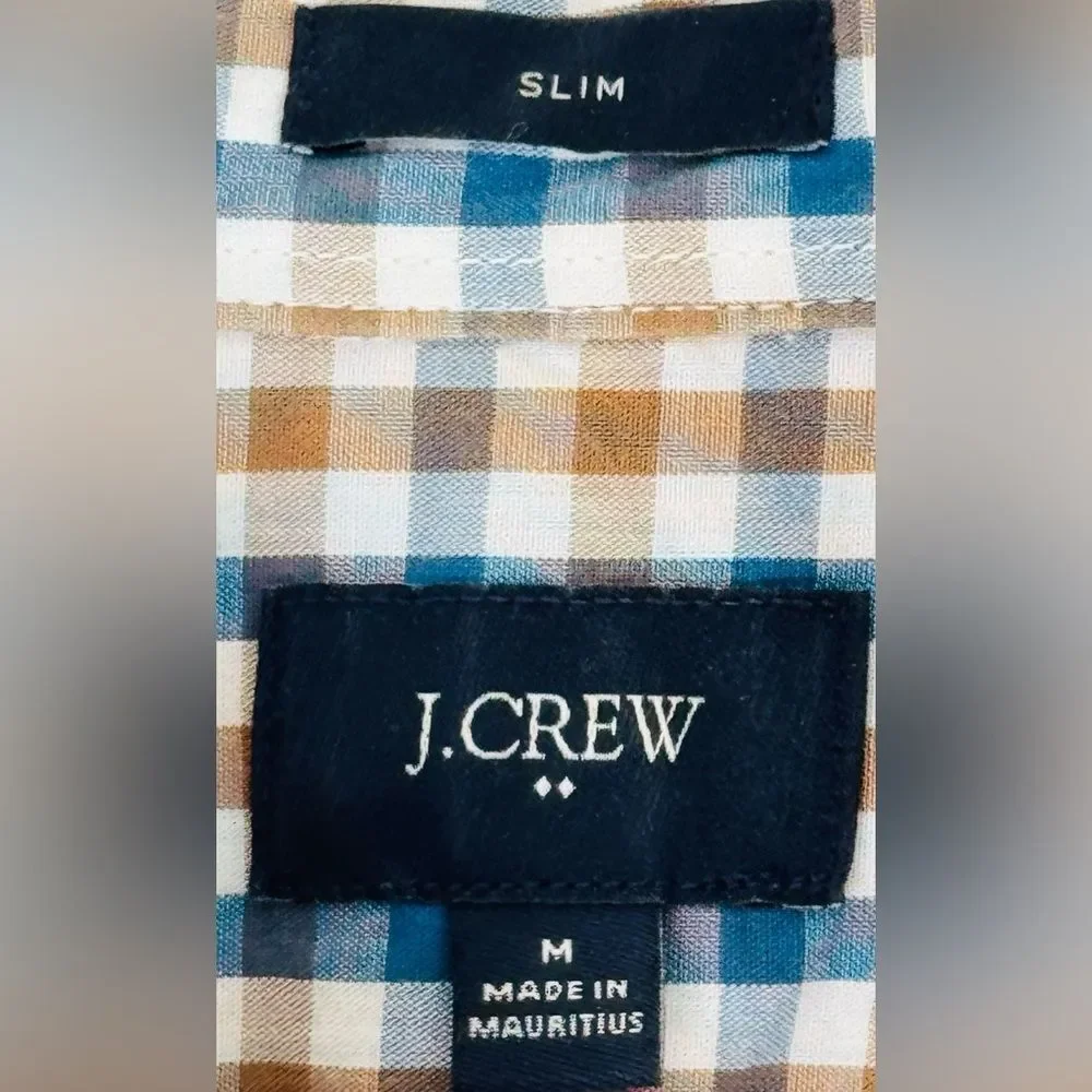 J. Crew Factory Long Sleeve Cotton Slim Button Down Plaid Shirt. Medium. NWOT.